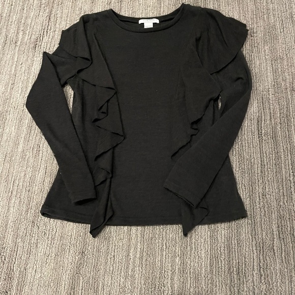 Elevate the every day with this black lightweight, ruffle sweater. - Picture 7 of 11
